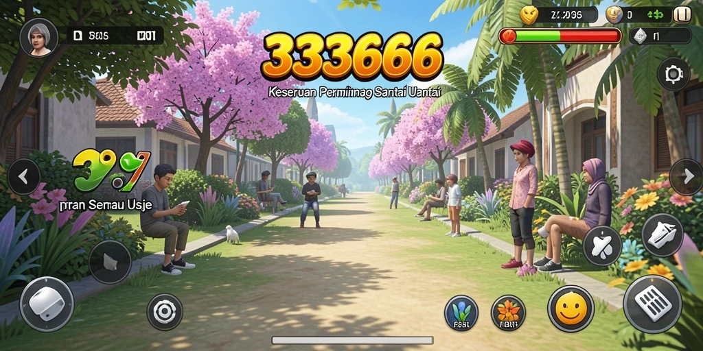 Tampilan gameplay menarik dari 333666 dengan grafis ceria.