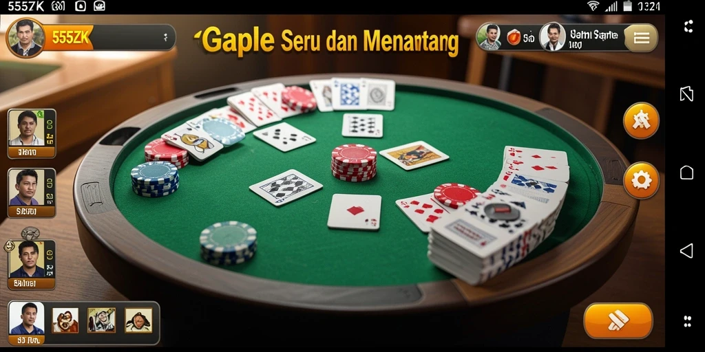 Tampilan gameplay seru dari 555ZK saat bermain Gaple.