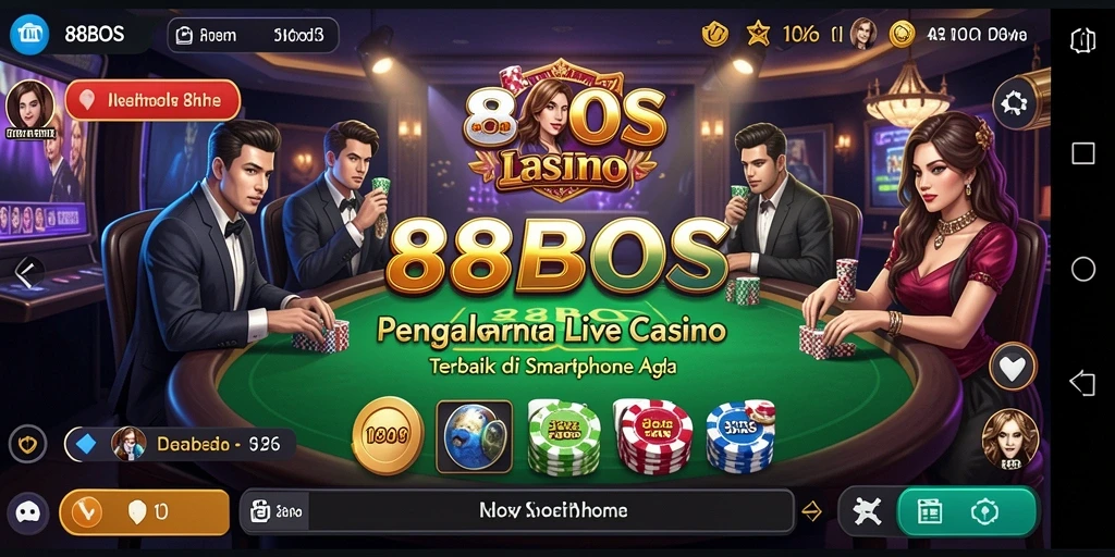 Screenshot utama menampilkan dealer langsung dalam suasana Live Casino.