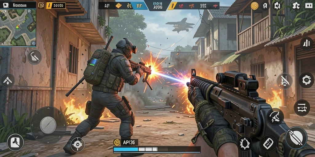 Gameplay menegangkan di arena pertempuran FPS.