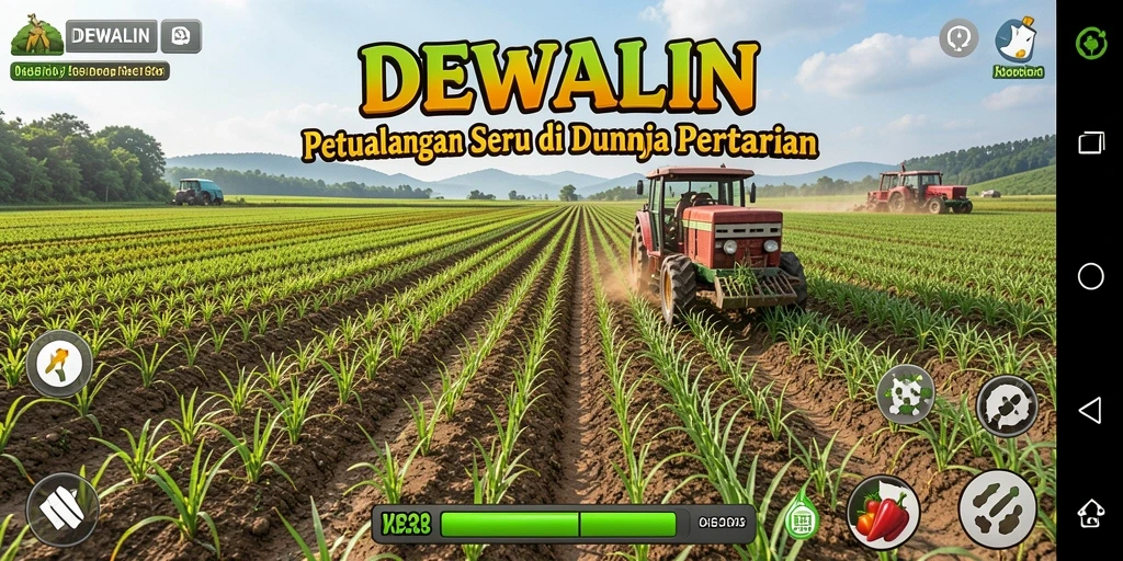 Tampilan gameplay DEWALIN yang seru di dunia pertanian.