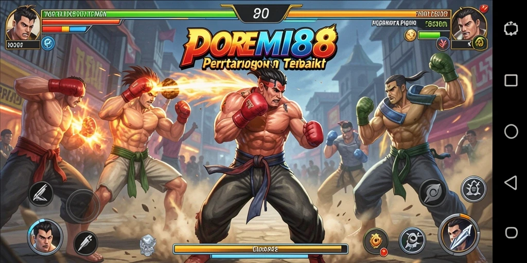 Tampilan menarik dari gameplay bertarung DOREMI88.