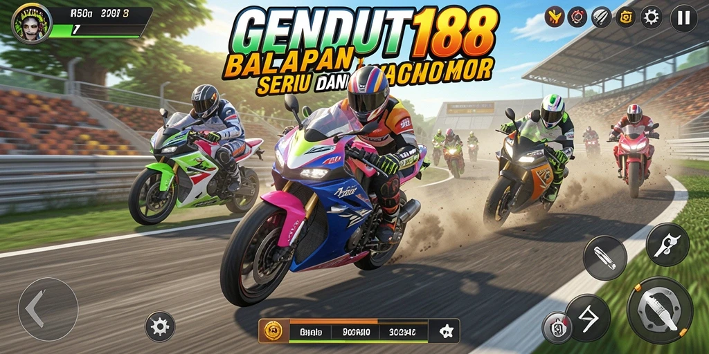 Tangkapan layar GENDUT188 menunjukkan aksi balap motor yang mendebarkan.