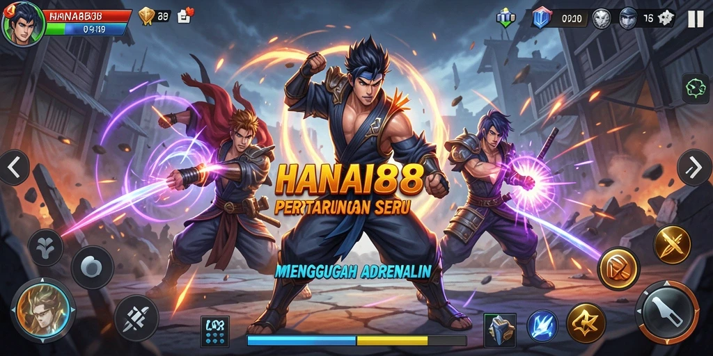 Screenshot gameplay HANABI88 menampilkan aksi pertempuran yang mendebarkan.