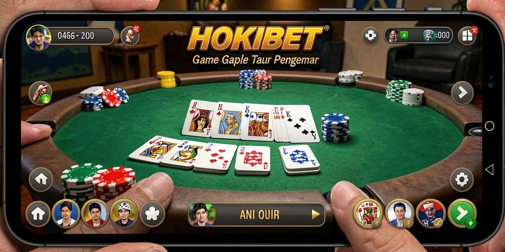 Tampilan menarik gameplay HOKIBET dalam permainan Gaple.