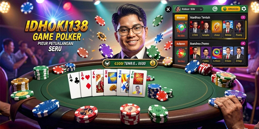 Tampilan permainan poker yang mendebarkan di IDRHOKI138.