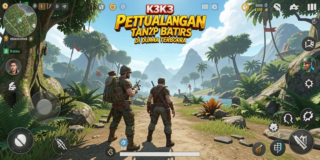 Screenshot gameplay K3K3 menampilkan petualangan seru di dunia terbuka.