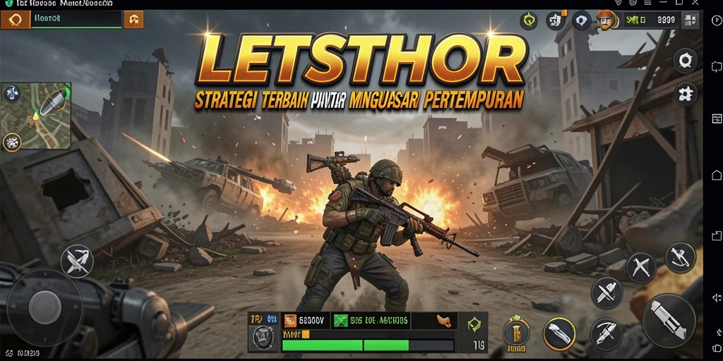 Gameplay LETSTHOR yang intens dengan taktik strategi yang mendalam.