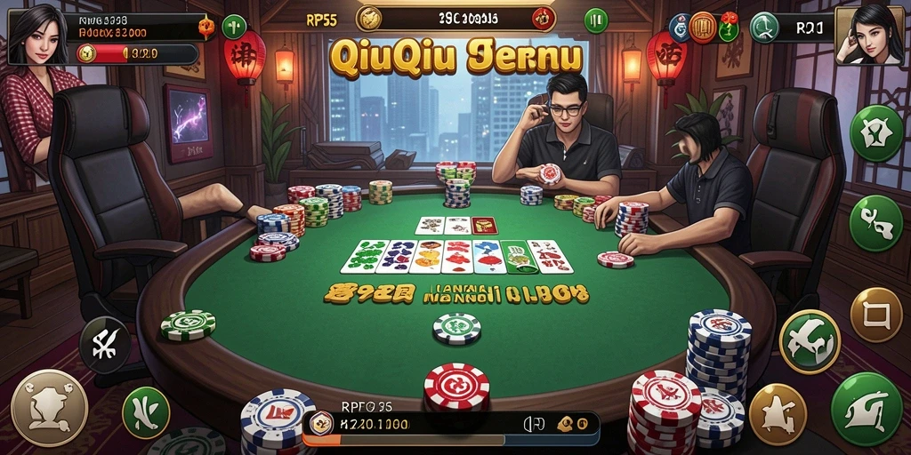 Tampilan gameplay QiuQiu yang seru dalam RP55.