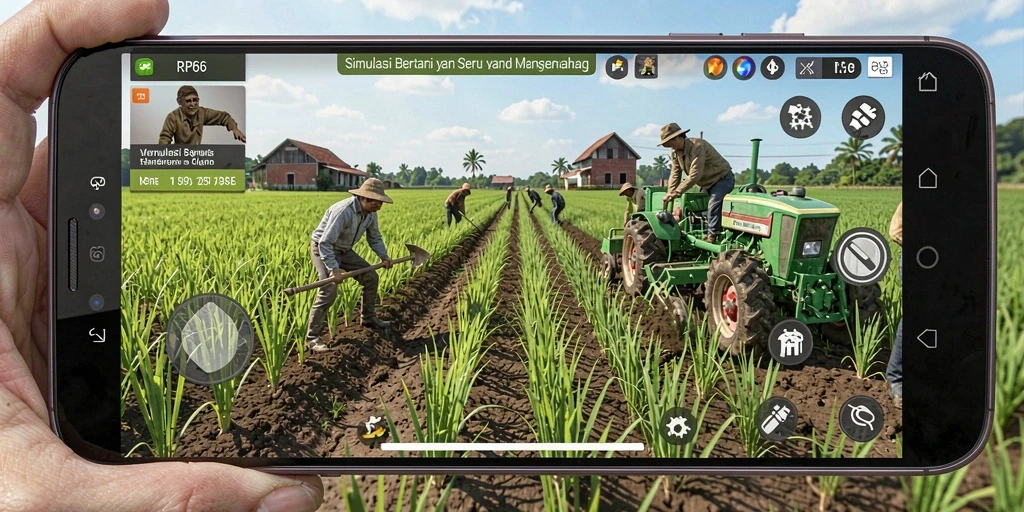 Tampilan gameplay RP66 yang menampilkan pertanian yang asri dan menyenangkan.