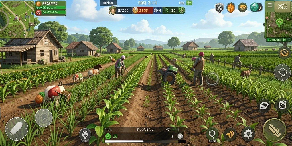 Tampilan aksi seru dalam gameplay bertani RPGAME.