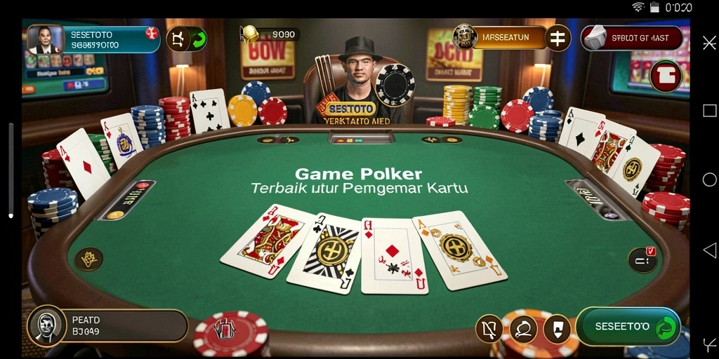 Tampilan gameplay SESETOTO yang menegangkan dan seru saat bermain Poker.