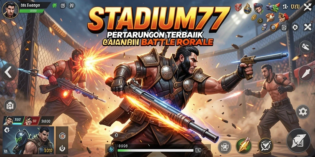 Gameplay STADIUM77 dengan aksi Battle Royale yang mendebarkan.