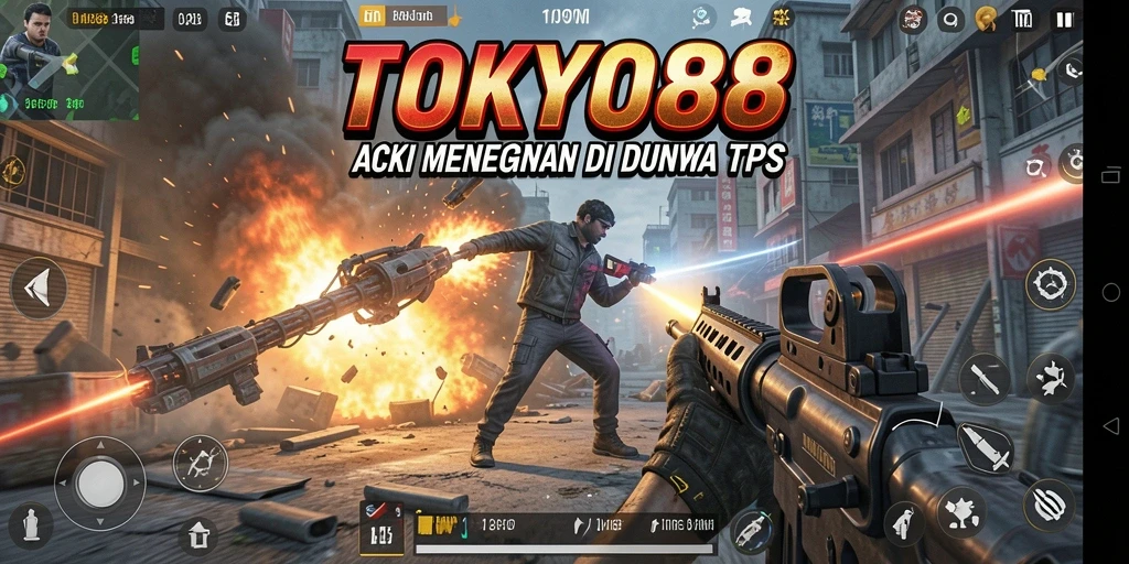 Screenshot utama TOKYO88 menampilkan aksi seru dalam gameplay TPS.