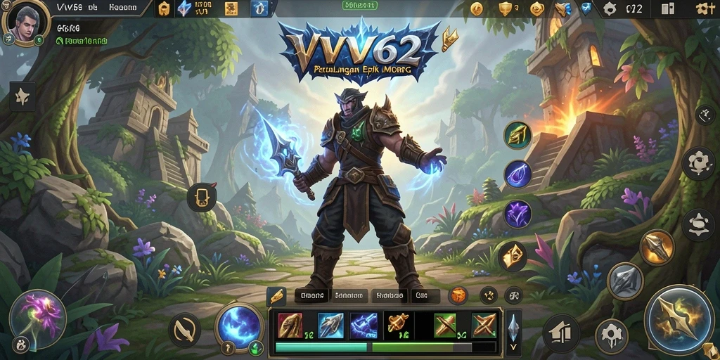 Tangkapan layar dari gameplay <strong>VV62</strong>, menunjukkan pertarungan seru di dunia MMORPG.