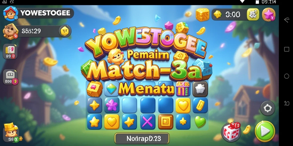 Screenshot YOWESTOGEL menampilkan gameplay mendebarkan dari permainan Match-3.