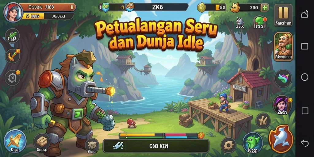 Tampilan gameplay ZK6 yang seru dan menarik dalam permainan Idle.